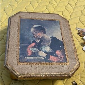 Vintage-Inspired Gold and Brown Decorative Box